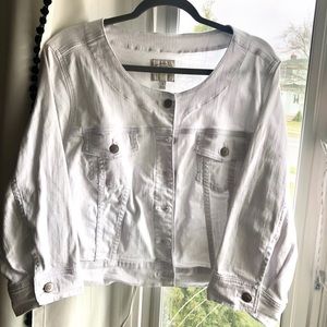 Cropped White Denim Jacket